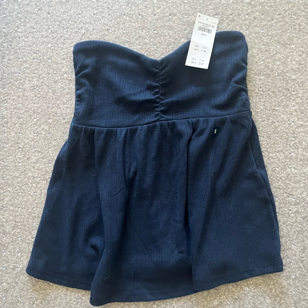 Hollister strapless top summer bikini blue soft small navy camisole